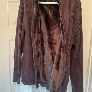 Men's Chocolate Brown Cable Knit Hoodie